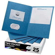 Two-Pocket Folders, Light Blue, 25-Pack, Textured Paper, Letter Size EZ