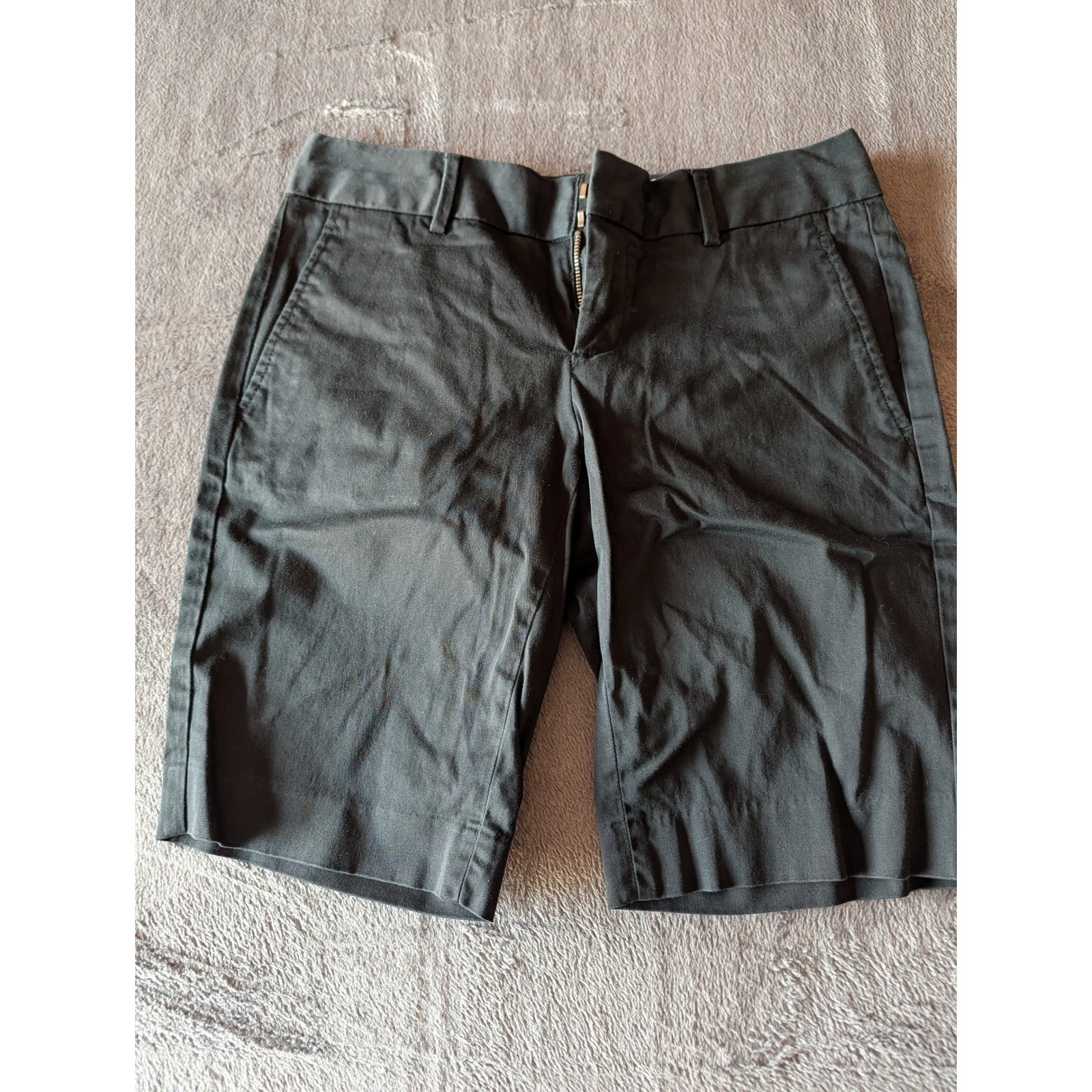 Banana Republic Womens Black Chino Shorts Size 0 Stretch Cotton Knee Length