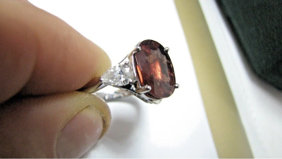 GIA Cert, натуральный неотапливаемый сапфир ~ 5,20 карат общий набор в платине размер 6,5 кольцо  - Изображение 3 из 4