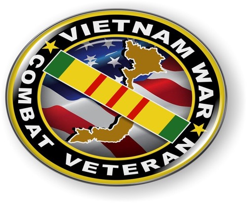 Emblem Car Sticker Badge Chrome ROUND Bezel - Vietnam War Combat Veteran - Picture 7 of 16