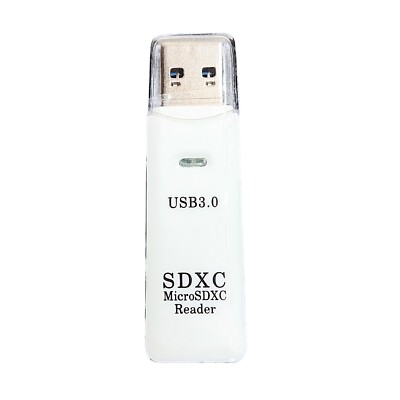 USB 3.0 SD + MicroSD Memory Card Reader White High Speed SDXC Universal Laptop