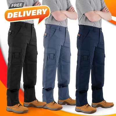 WRIGHTFITS Mens Work Trousers with Knee Pad Pockets Heavy-Duty Falcon Cargo Trouser FBN