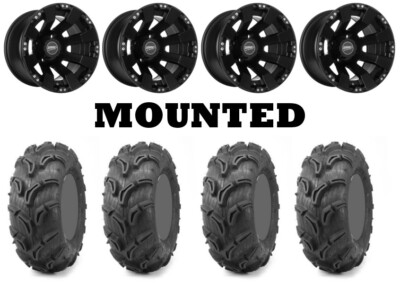 Kit 4 Maxxis Zilla Tires 27x9-12/27x11-12 on Sedona Spyder Black Wheels FXT