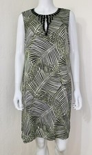 NWT $190 Michael Kors Palm Print Chiffon Bead Keyhole Resort Tunic Dress Size 12
