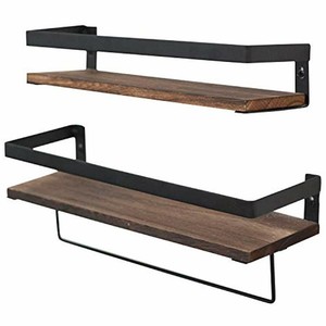 Bathroom Storage Shelf Wall Mounted Set Of 2,Rustic Wood ...
