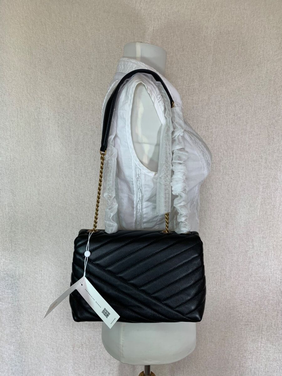 Tory Burch Black Small Kira Chevron Convertible Shoulder Bag