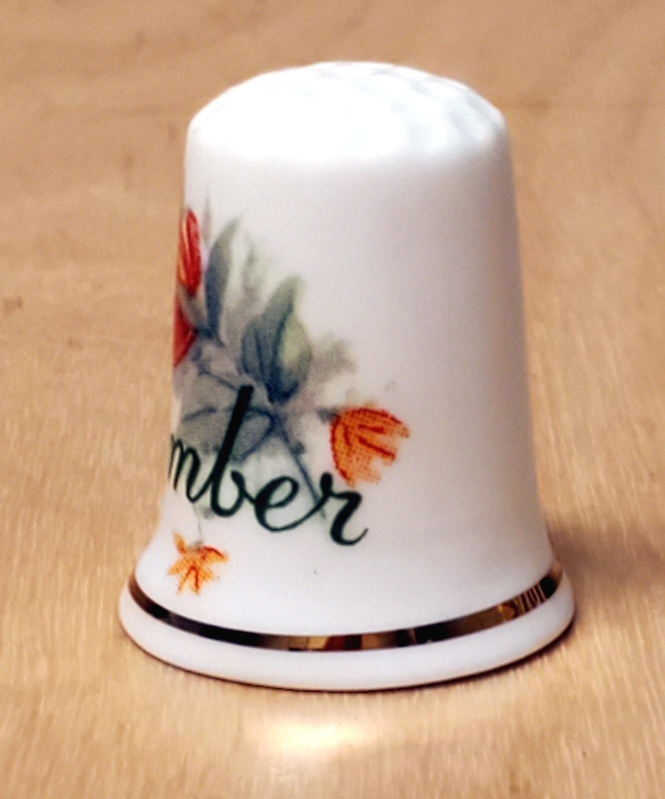 November Thimble Gimbel & Sons Floral England Fine Bone China Sewing