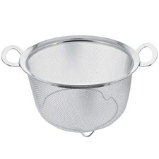 3 Quart Stainless Steel Mesh Net Strainer Basket with a Wide Rim Resting Feet...