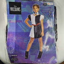 Cruella Disney Villians Girl Halloween Costume Medium 7-8 Dress Disguise L8a