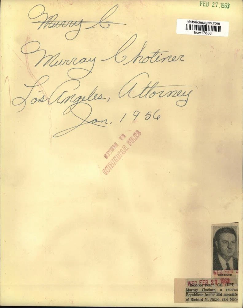 1956年 プレスフォト Murray Chotiner & Jerry Giesler 雑誌訴訟付き - 画像3/4