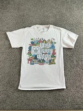 Disney Shirt Mens Small White Theme Park Attraction Time Line WDW Short Sleeve