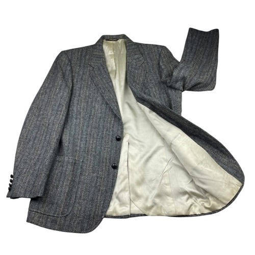 VTG Samuelsohn Men's 100% Wool Tweed 2-Button Blazer Blue/Beige Stripe • 44R - Picture 3 of 15