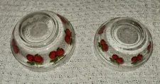 Set of 2 Vintage Mixing Serving Clear Glass Nesting Bowls Apples, MCM