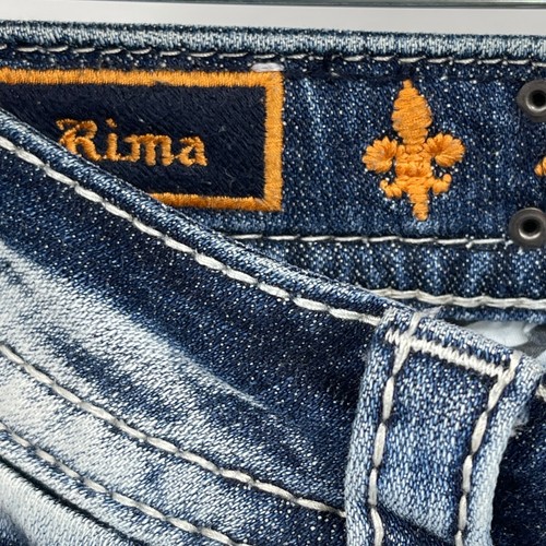 ROCK REVIVAL Rima Ankle Skinny Jeans Blue Rhinestone Embroidered Flap Pocket 26 - Picture 12 of 16