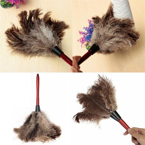2PCS Anti Static Genuine Ostrich Feather Duster 35CM Wooden HWZdle Brush CleV$ - Picture 5 of 9
