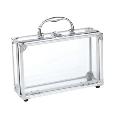 Jewelry Organizer Makeup Case with Handle with Latch Transparent Aluminum  Alloy UK