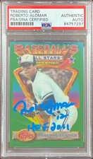 Roberto Alomar auto inscribed 1993 Topps Finest #88 PSA Encapsulated Blue Jays