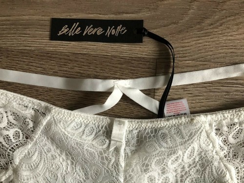 TANGA BRASILIANO PIZZO BELLE VERE NOTTE L - UK 14 BRAZILIAN BRIEF WHITE LOW RISE - Foto 5 di 8