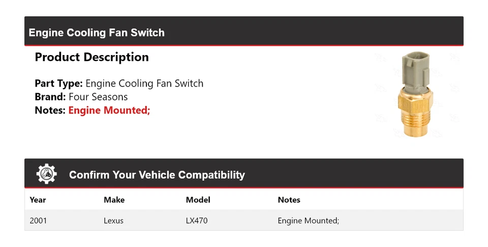Interruptor del ventilador de refrigeración del motor Lexus LX470 2001 4 estaciones Foto 2 de 4