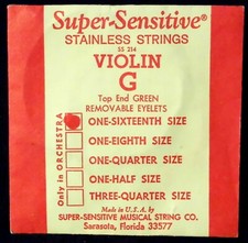 NEW Super Sensitive Brand Violin G String for 1/16th Size Violin - Great Price 