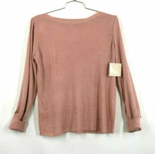 14th & Union Womens Ribbed Knit Long Bubble Sleeve Sweater Blouse Pink