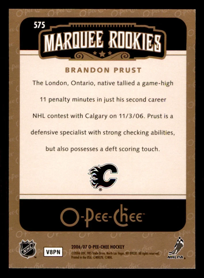 2006-07 O-Pee-Chee #575 Brandon Prust RC - Image 2 of 2