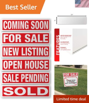 Durable 6x24 Inch Real Estate Sign Riders - Eye-Catching Red and White Designs