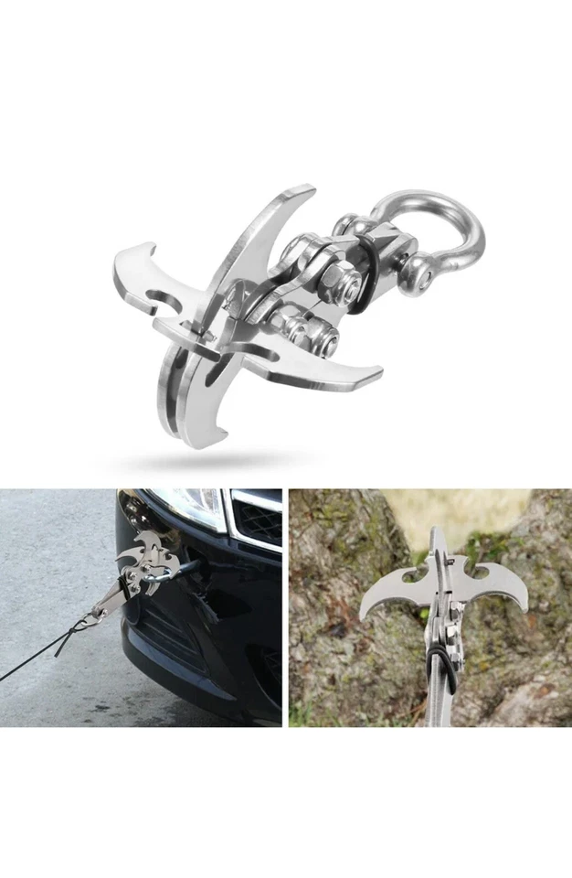 2 Gravity Grappling Stainless Steel Hook Claw Cross Survival Folding Hook - Image 2 of 4