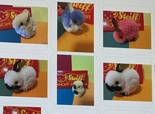 Steiff wollminiatur tiere woll wolltier 4 größere Hasen Rabbits blau rosa weiß g