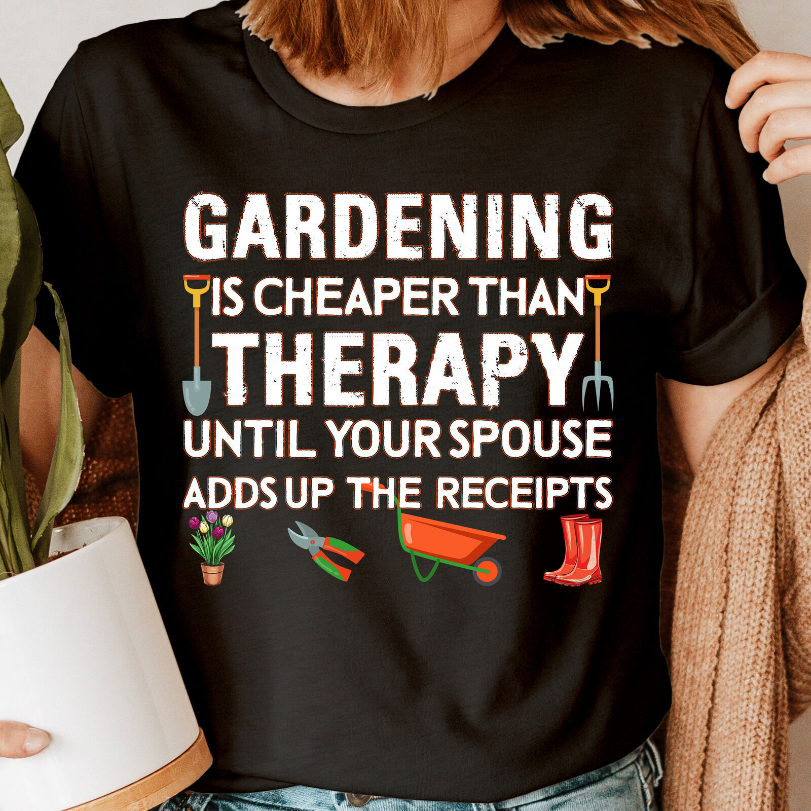 Camisa más barata que la terapia para amante de las plantas, camisa de jardin...