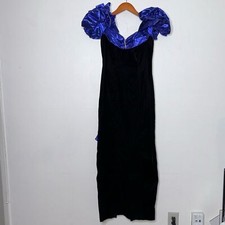 ZUM ZUM Vintage Velvet Metallic Blue Fitted Formal Dress Size 3-4
