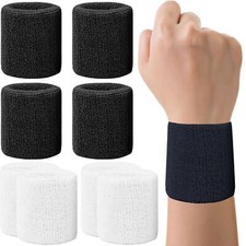 8 Pack Wrist Sweatbands Tennis Wrist Bands Absorbent Sweat Band for Men and W...