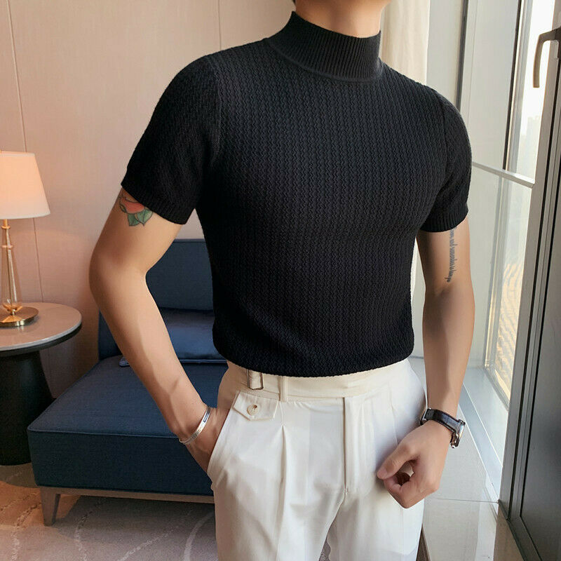 Mens T-Shirt Short Sleeve Solid Color 