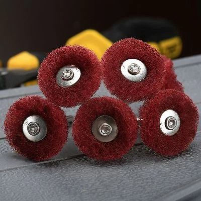 10Pc Red Abrasive Scouring Pads Polishing Buffing Shank Wheel For Grinder Rotary