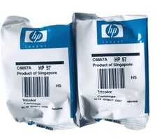 Genuine HP 57 Ink Cartridges Tri-Color C6657A Sealed Lot of 2 Expired