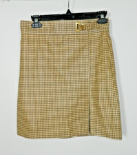 Ralph Lauren Black Label Skirt Size 6 Brown Houndstooth Leather Vintage