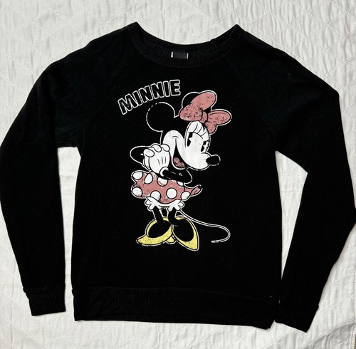 Disney Minnie Mouse Sweater Girls Medium Black Crewneck Sweatshirt Pre Owned - Picture 8 of 11