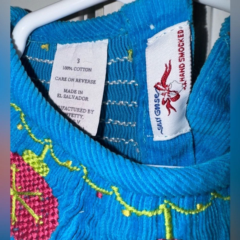 Vestido de Pana Silly Goose Vintage Adorno de Navidad Calado 3T 100% Algodón Foto 2 de 4