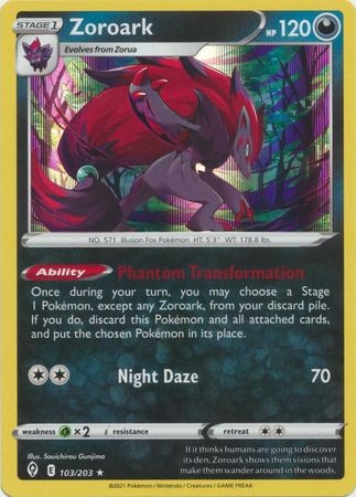 ZOROARK 103/203 EVOLVING SKIES POKEMON (HOLO RARE, NM)