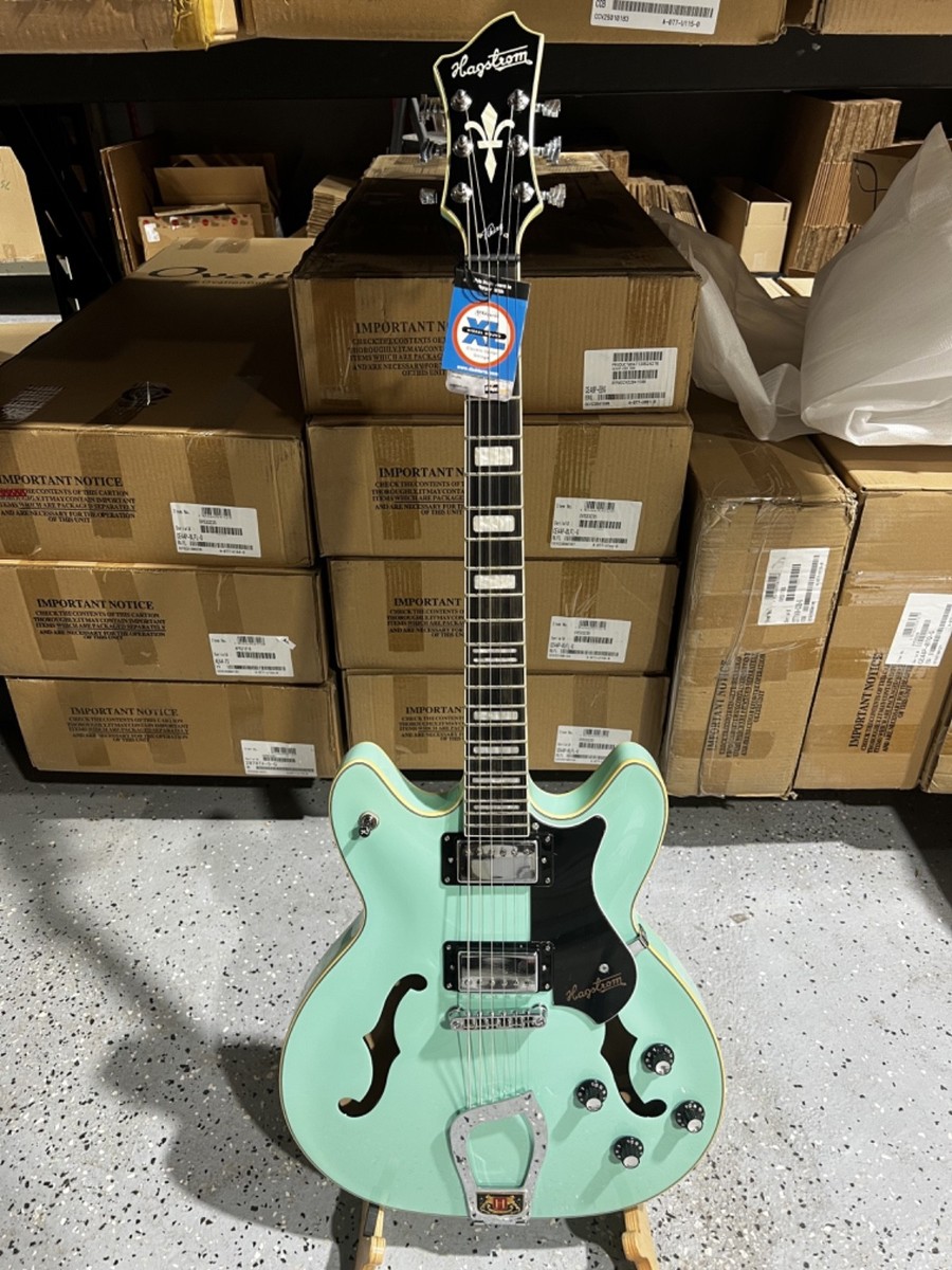 Hagstrom Viking Semi-Hollow Guitar, Resinator Fretboard - Aged Sky