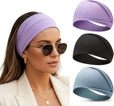 Headbands for Women 3PCS Soft Elastic Non Slip Wide Hair Bands, Breathable