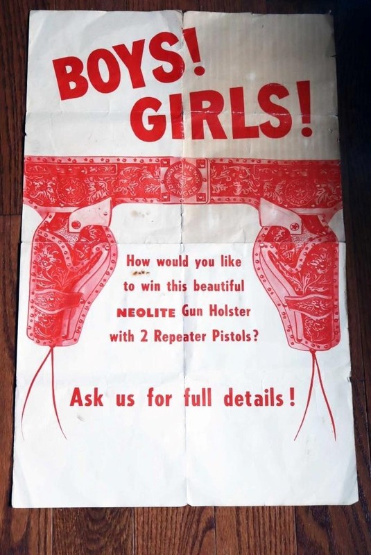 Vintage 1950s Lone Ranger "Neolite" Gun Holster Contest Advertising Poster