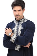 Men s Traditional Arabic Thobe Long Sleeve Kaftan Robe for Eid Prayer Wedding