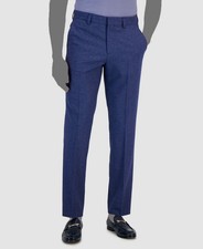 Hugo Boss Men's Blue Wool Micro-Grid Modern Superflex Tom Pants Suit Size 38R