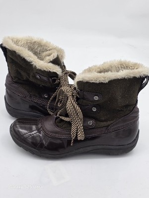 Anne Klein Womens AK Galenka Cold-Weather Green & Fur Trim  Duck Boots 10M 