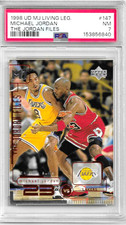 MICHAEL JORDAN, BULLS 1998-99 UD MJ LIVING LEG. THE JORDAN FILES #147 - PSA NM 7