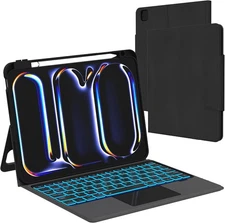 for 2024 iPad Pro 11-inch (M4) Case with Keyboard - Folio Smart Tablet Black 