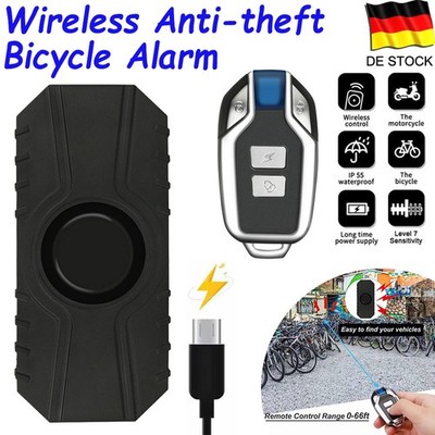 113dB Motorrad Fahrrad Alarmanlage Drahtlos Anti Theft Erschütterungs Fernbedien