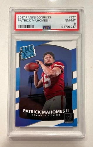 PATRICK MAHOMES II Rated Rookie Card PSA 8 2017 Panini Donruss #327 New Slab