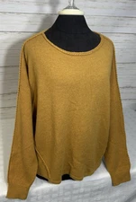 GARNET HILL Size MEDIUM Womens Mustard Yellow BRAIDED Trim 100% Cashmere Sweater